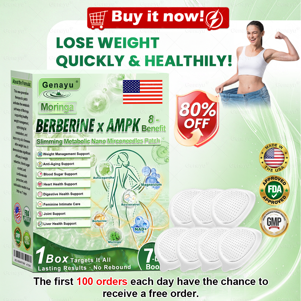 𝐆𝐞𝐧𝐚𝐲𝐮® 𝐌𝐨𝐫𝐢𝐧𝐠𝐚 × 𝐁𝐞𝐫𝐛𝐞𝐫𝐢𝐧𝐞 × 𝐀𝐌𝐏𝐊 𝟖-𝐁𝐞𝐧𝐞𝐟𝐢𝐭 𝐒𝐥𝐢𝐦𝐦𝐢𝐧𝐠 & 𝐌𝐞𝐭𝐚𝐛𝐨𝐥𝐢𝐜 𝐍𝐚𝐧𝐨 𝐌𝐢𝐜𝐫𝐨𝐧𝐞𝐞𝐝𝐥𝐞 𝐏𝐚𝐭𝐜𝐡🇺🇸(𝐉𝐮𝐬𝐭 𝐨𝐧𝐜𝐞 𝐚 𝐝𝐚𝐲, 𝐯𝐢𝐬𝐢𝐛𝐥𝐞 𝐜𝐡𝐚𝐧𝐠𝐞𝐬 𝐢𝐧 𝟕 𝐝𝐚𝐲𝐬） ✅ 𝐅𝐨𝐫 𝐨𝐛𝐞𝐬𝐢𝐭𝐲, 𝐋𝐨𝐨𝐬𝐞 𝐒𝐤𝐢𝐧,𝐝𝐢𝐚𝐛𝐞𝐭𝐞𝐬, 𝐬𝐥𝐞𝐞𝐩 𝐚𝐩𝐧𝐞𝐚, 𝐣𝐨𝐢𝐧𝐭 𝐢𝐬𝐬𝐮𝐞𝐬, 𝐚𝐧𝐝 𝐦𝐨𝐫𝐞 💥💥